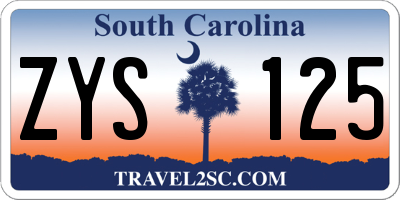 SC license plate ZYS125
