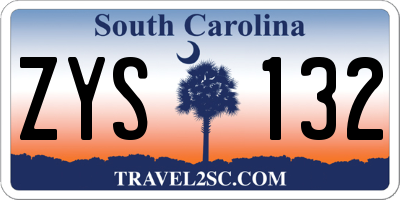 SC license plate ZYS132