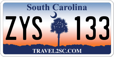 SC license plate ZYS133