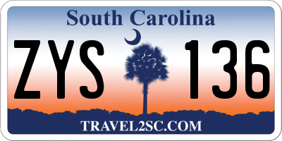 SC license plate ZYS136