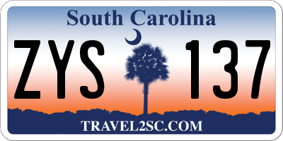 SC license plate ZYS137