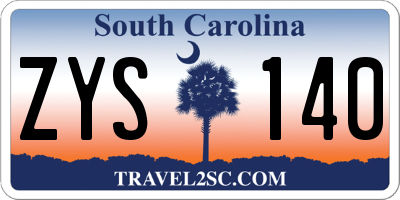 SC license plate ZYS140