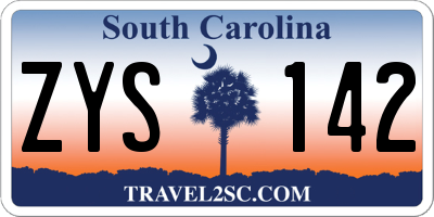 SC license plate ZYS142