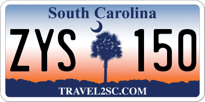 SC license plate ZYS150