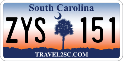 SC license plate ZYS151