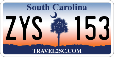 SC license plate ZYS153