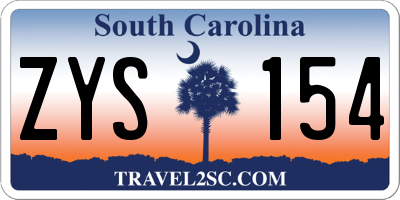 SC license plate ZYS154