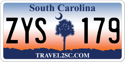 SC license plate ZYS179