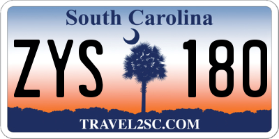 SC license plate ZYS180