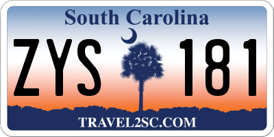 SC license plate ZYS181