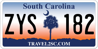 SC license plate ZYS182