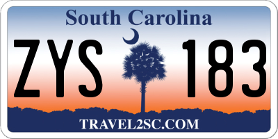 SC license plate ZYS183