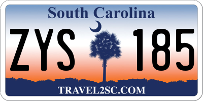 SC license plate ZYS185