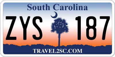 SC license plate ZYS187
