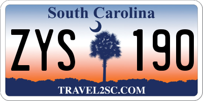 SC license plate ZYS190