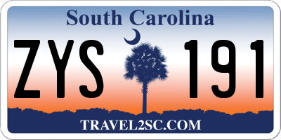 SC license plate ZYS191