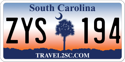 SC license plate ZYS194