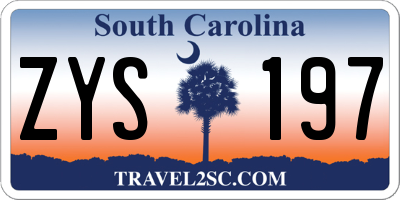 SC license plate ZYS197