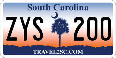 SC license plate ZYS200