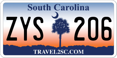 SC license plate ZYS206