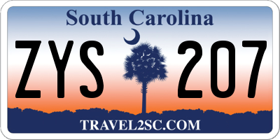 SC license plate ZYS207