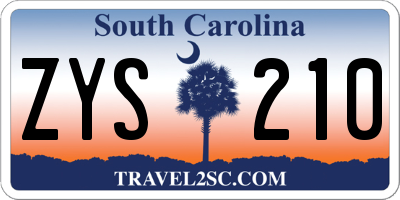 SC license plate ZYS210