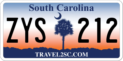 SC license plate ZYS212
