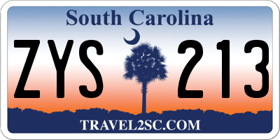 SC license plate ZYS213