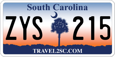 SC license plate ZYS215