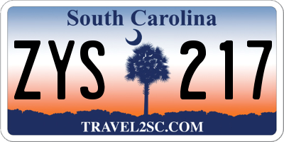 SC license plate ZYS217