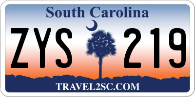SC license plate ZYS219