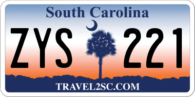 SC license plate ZYS221