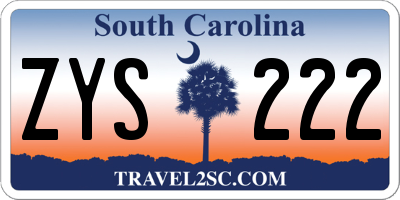 SC license plate ZYS222
