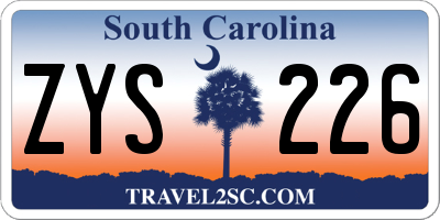 SC license plate ZYS226