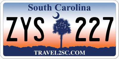 SC license plate ZYS227