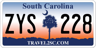 SC license plate ZYS228