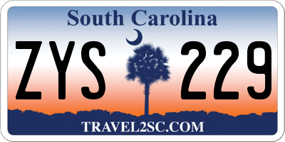 SC license plate ZYS229