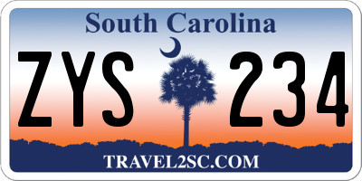 SC license plate ZYS234