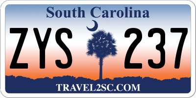 SC license plate ZYS237