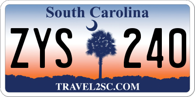 SC license plate ZYS240