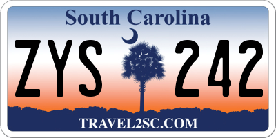 SC license plate ZYS242