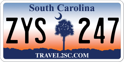 SC license plate ZYS247