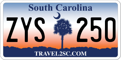 SC license plate ZYS250
