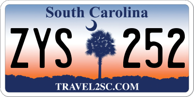 SC license plate ZYS252