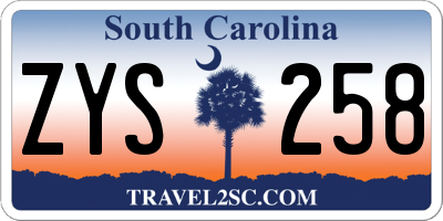 SC license plate ZYS258