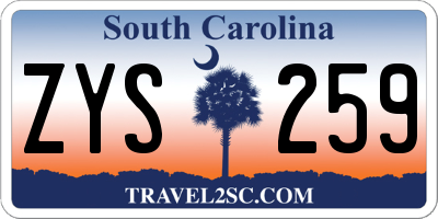 SC license plate ZYS259