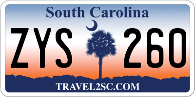 SC license plate ZYS260