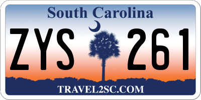 SC license plate ZYS261