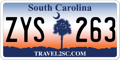 SC license plate ZYS263