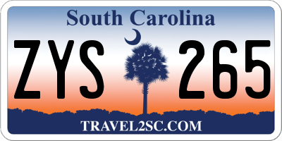SC license plate ZYS265